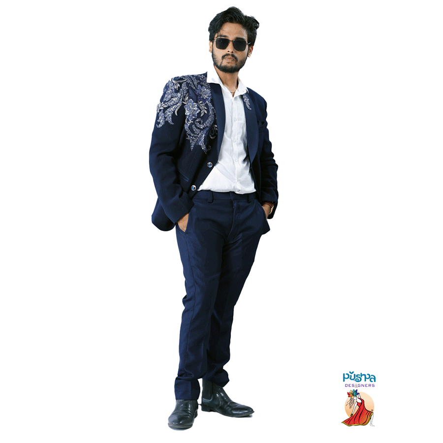 Navy Blue Designer Blazer - Image 2