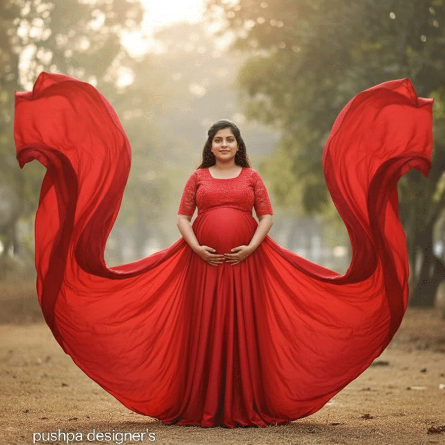 Red Two Tail Gown - Image 2