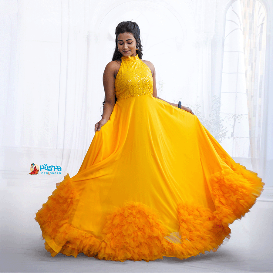 Yellow Frills Gown - Image 2