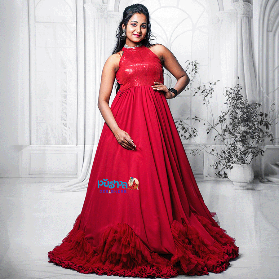 Red Frills Ball Gown - Image 2