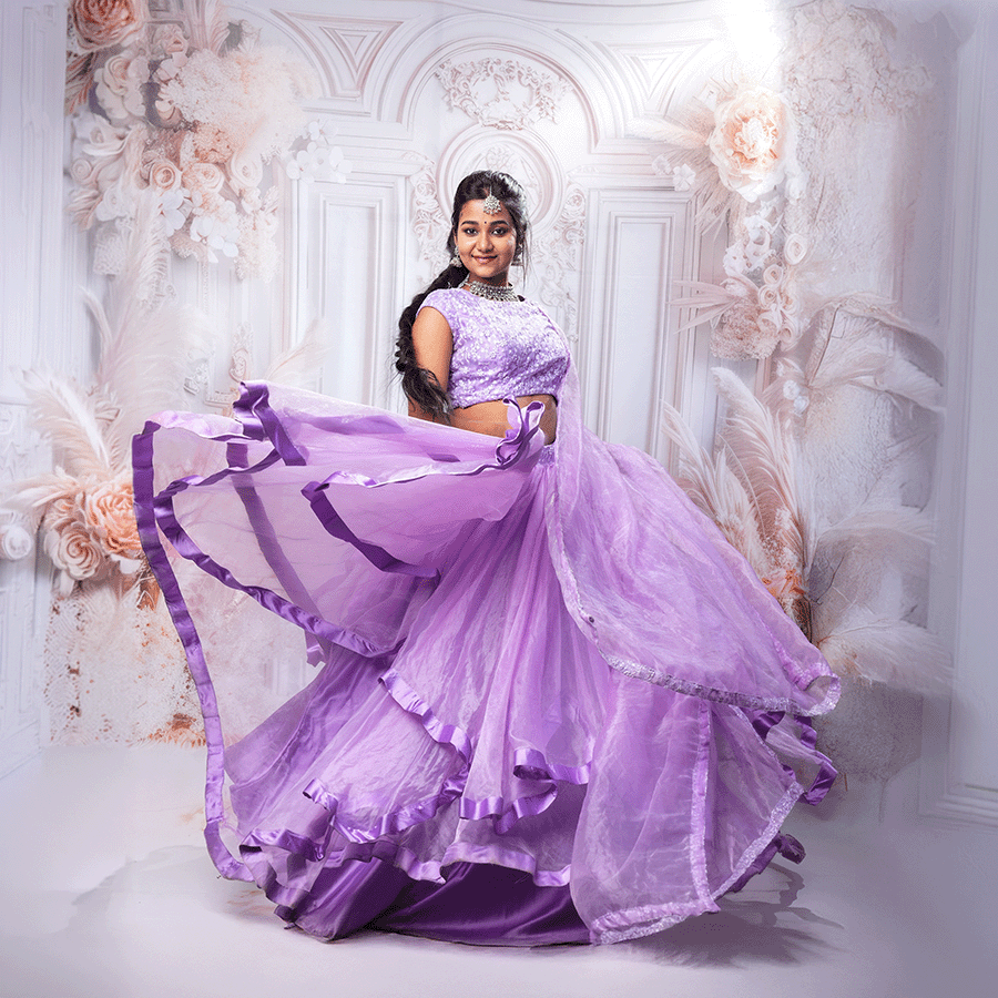 Purple Simple Plane Lehenga