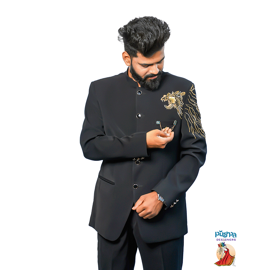 Black Lion Jodhpuri Suit - Image 3