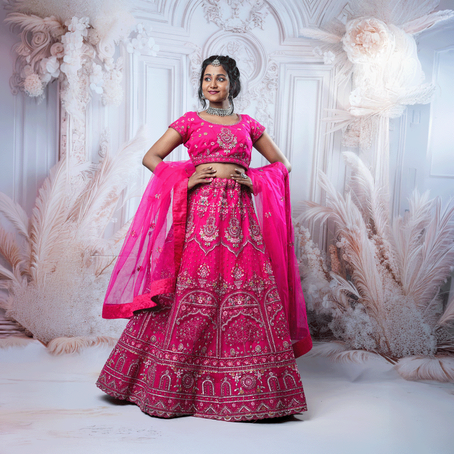 Pink Designer Heavy Lehenga - Image 2