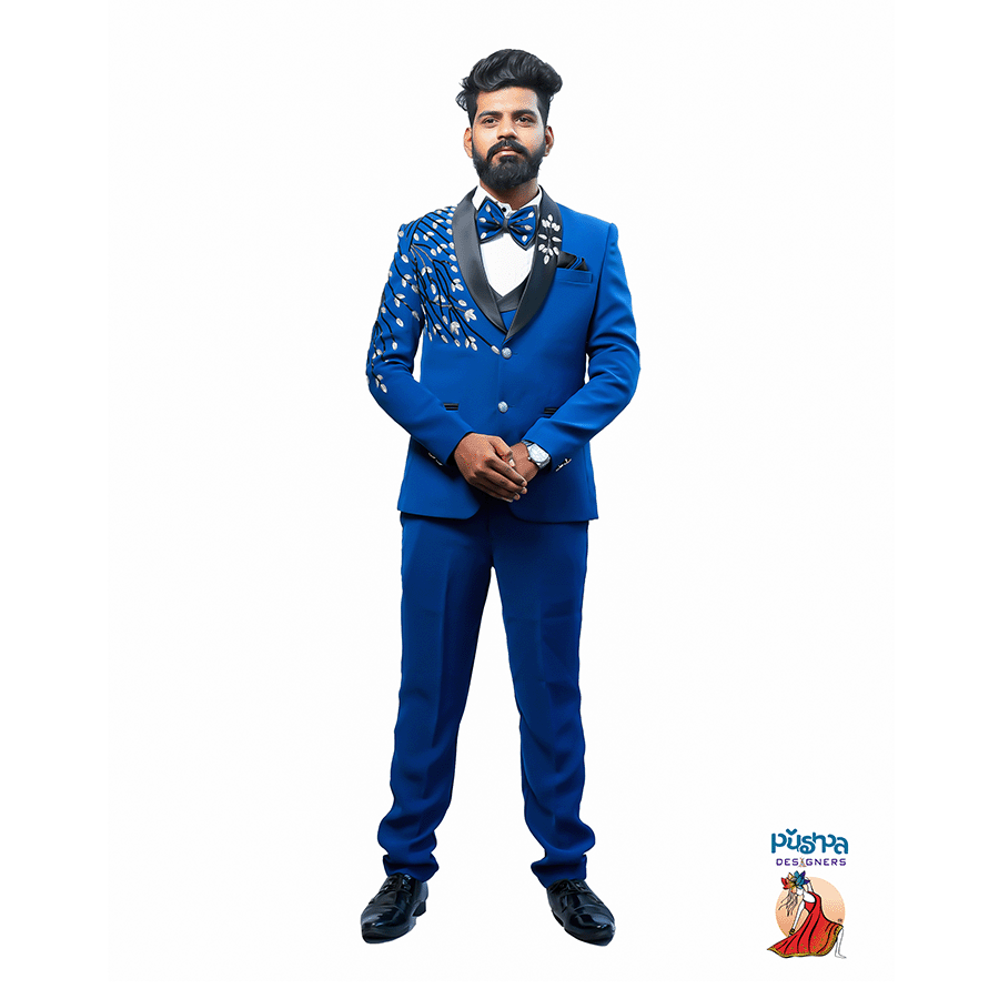 Teal Blue Designer Suit - Image 3