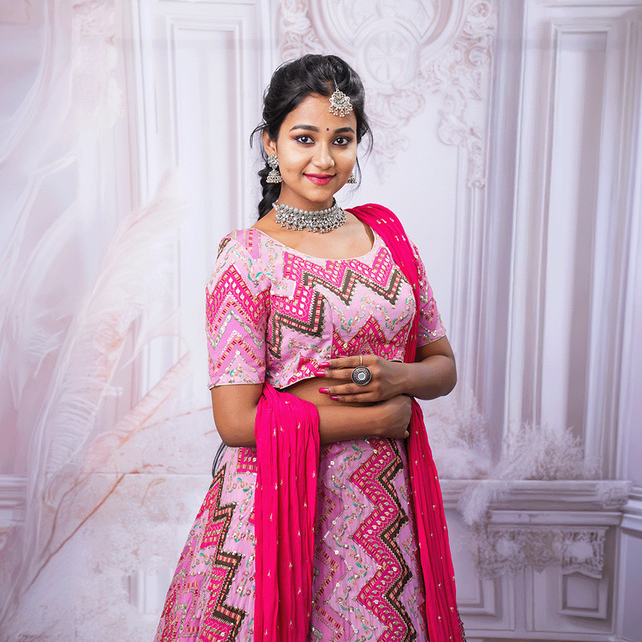 Pink Floral Lehenga