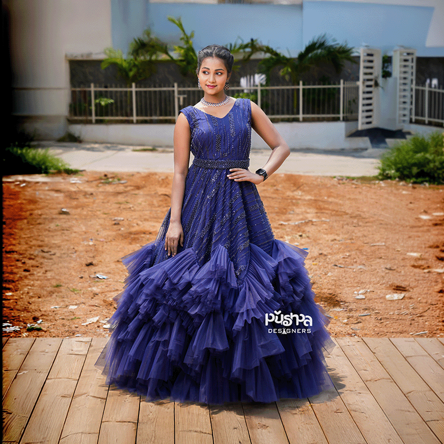 Navy Blue Full Beats Gown