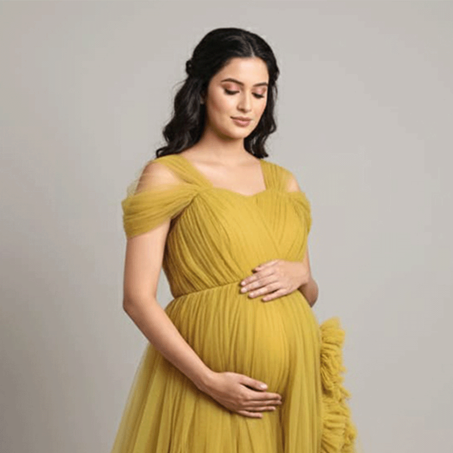 Mustered Yellow Frills Gown