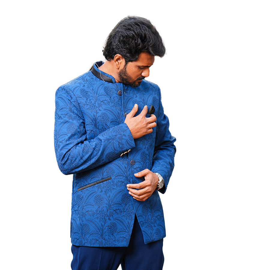Blue Single Jodhpur Blazer - Image 2