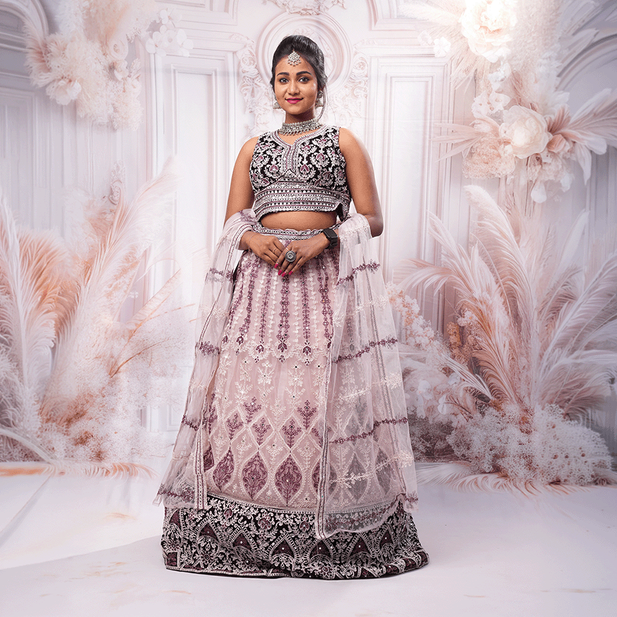 Wine Designer Lehenga - Image 2