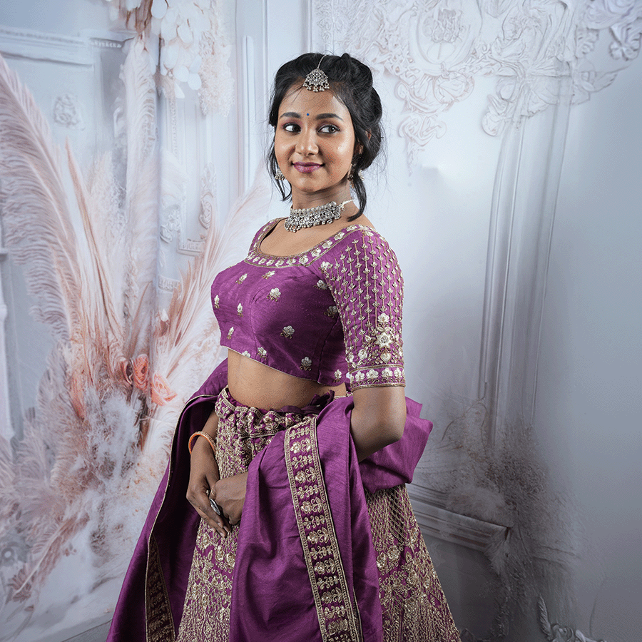 Dark Purple Heavy Lehenga