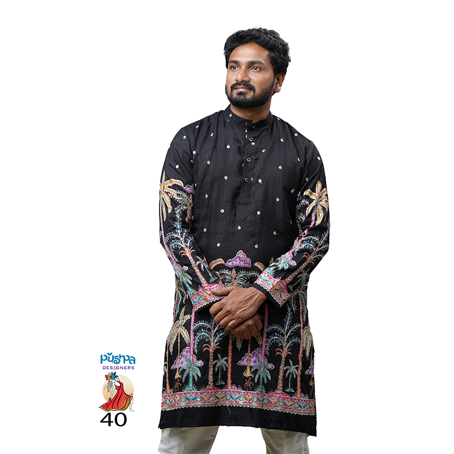 Black Floral Kurta - Image 2