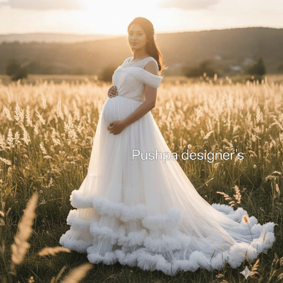 Half White Frills Gown - Image 2