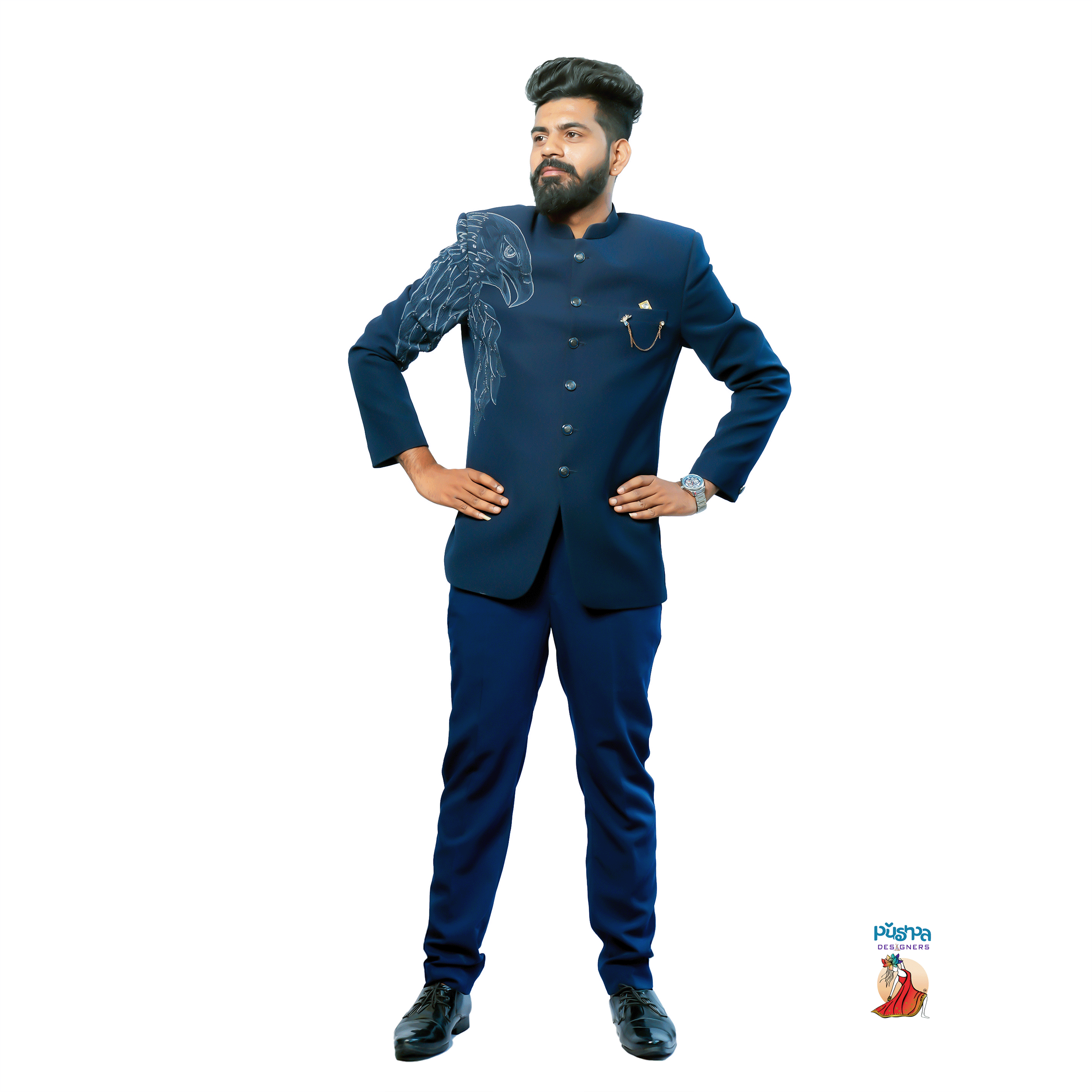 Navy Blue Egle Jodhpuri Suit - Image 2