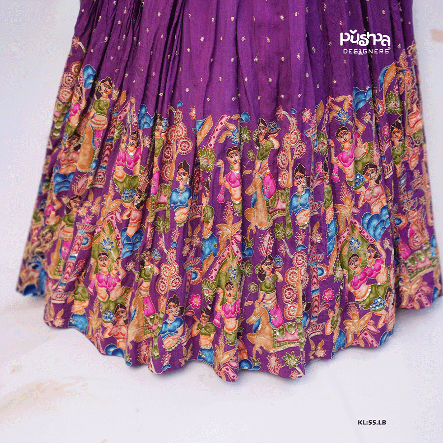 Purple Kalamkari Half Saree - Image 2