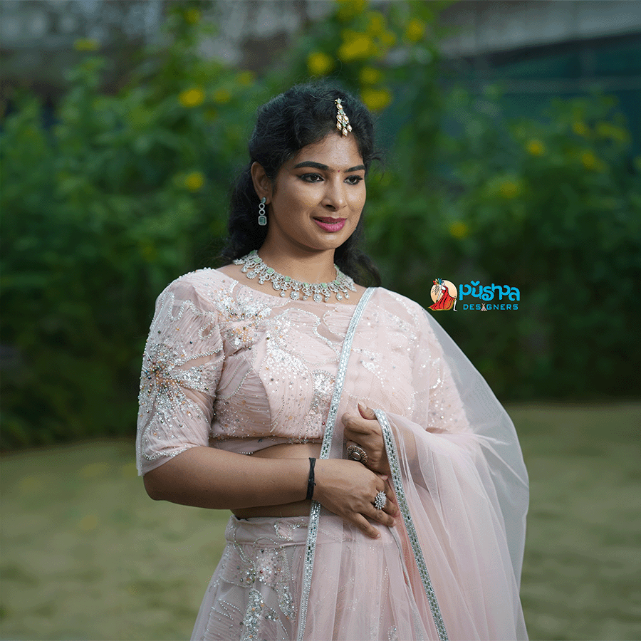 Light Pink Embroidered Lehanga - Image 2