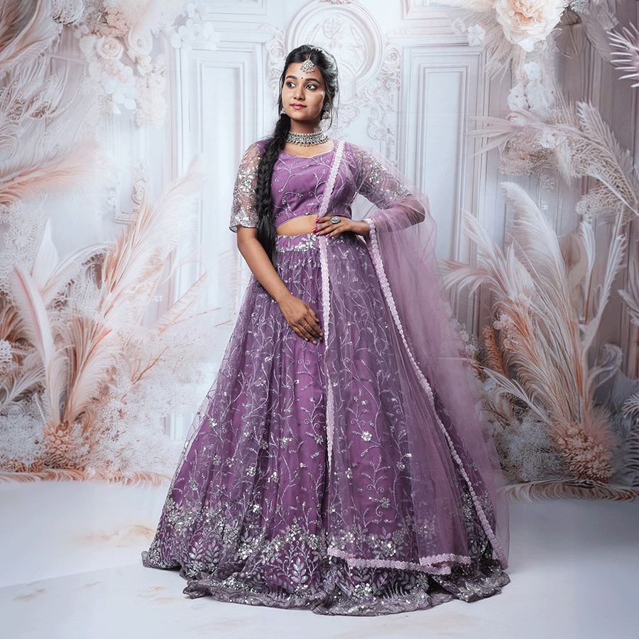 Lavender Netted Lehenga - Image 2