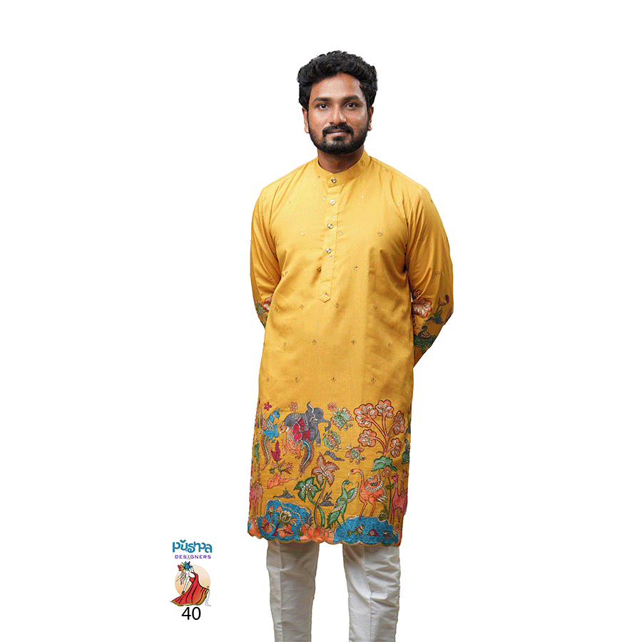 Mustard Yellow Floral Kurta