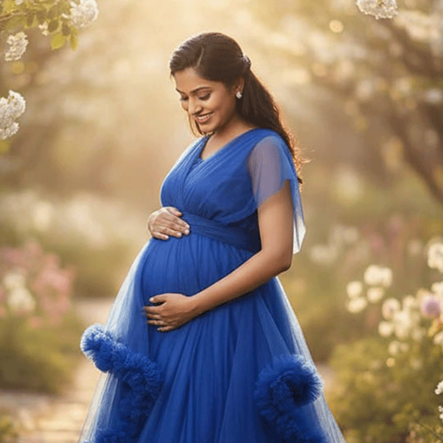 Royal Blue Frills Ball Gown - Image 2