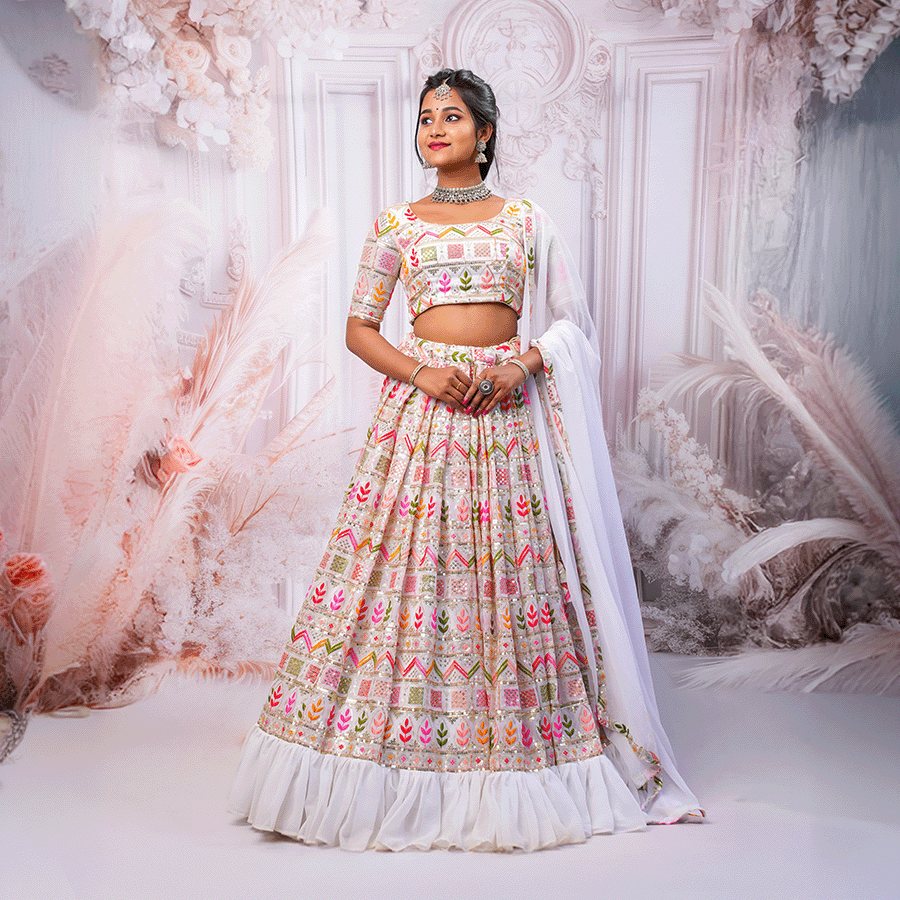 Multicolor Embroidered Lehenga