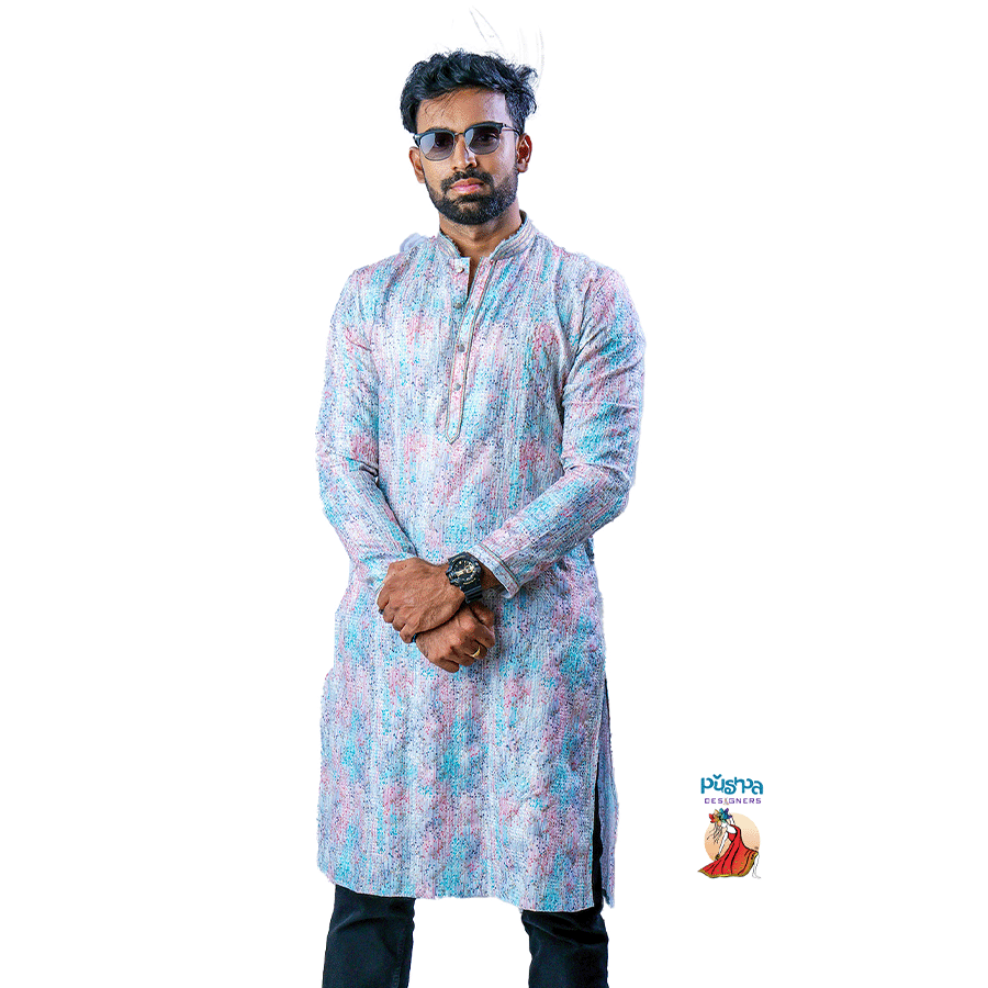 Sky Blue Simple Kurta - Image 2