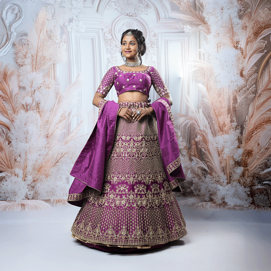Dark Purple Heavy Lehenga - Image 2