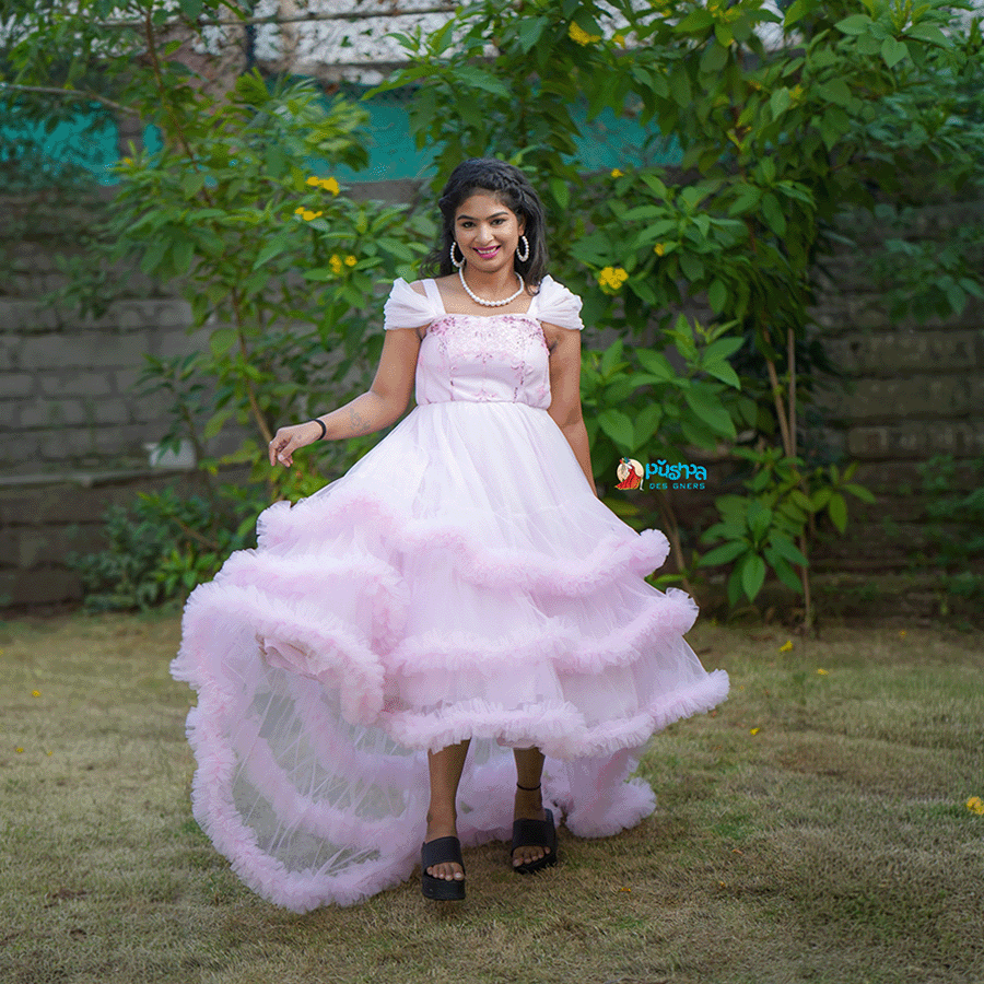Baby Pink Frills Gown - Image 3