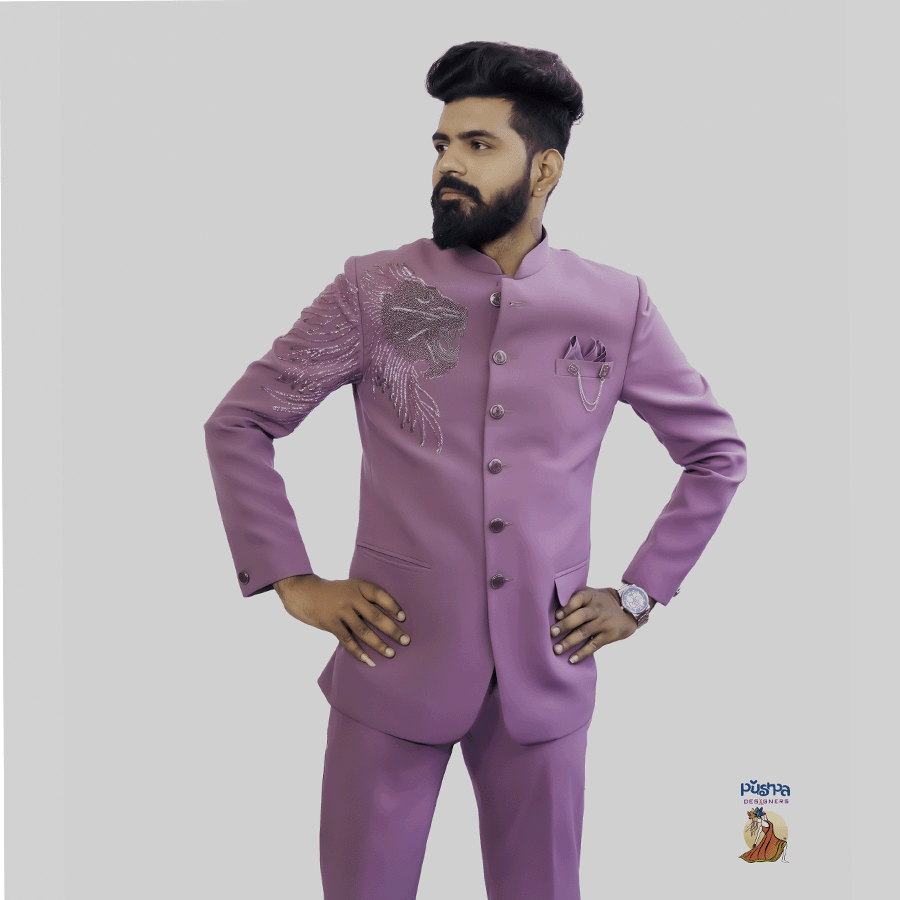 Lavender Lion Jodhpuri Suit - Image 2