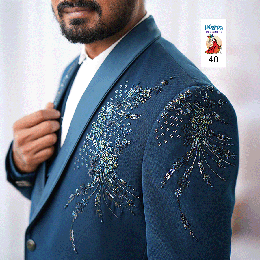 Teal Blue Designer Suit - Image 2