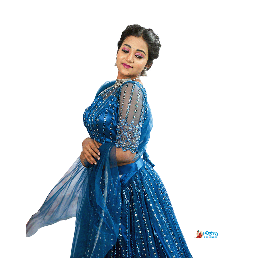 Tale Blue Designer Lehenga - Image 3