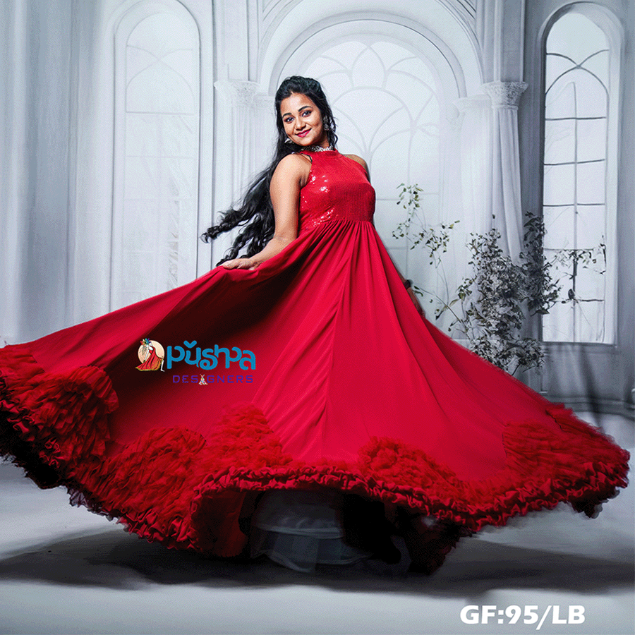 Red Frills Ball Gown