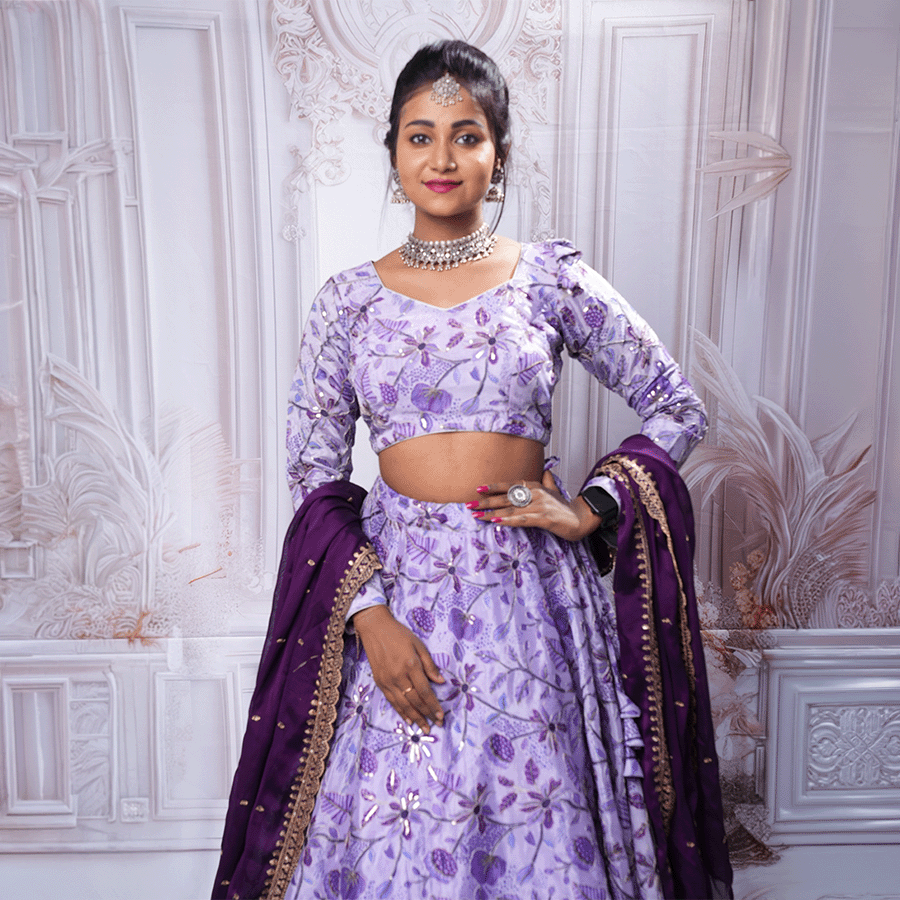 Purple and violet Combination Lehenga