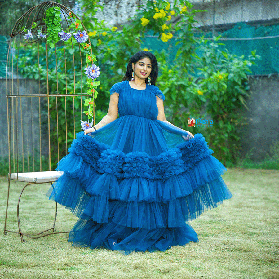 Peacock Blue Ball Gown