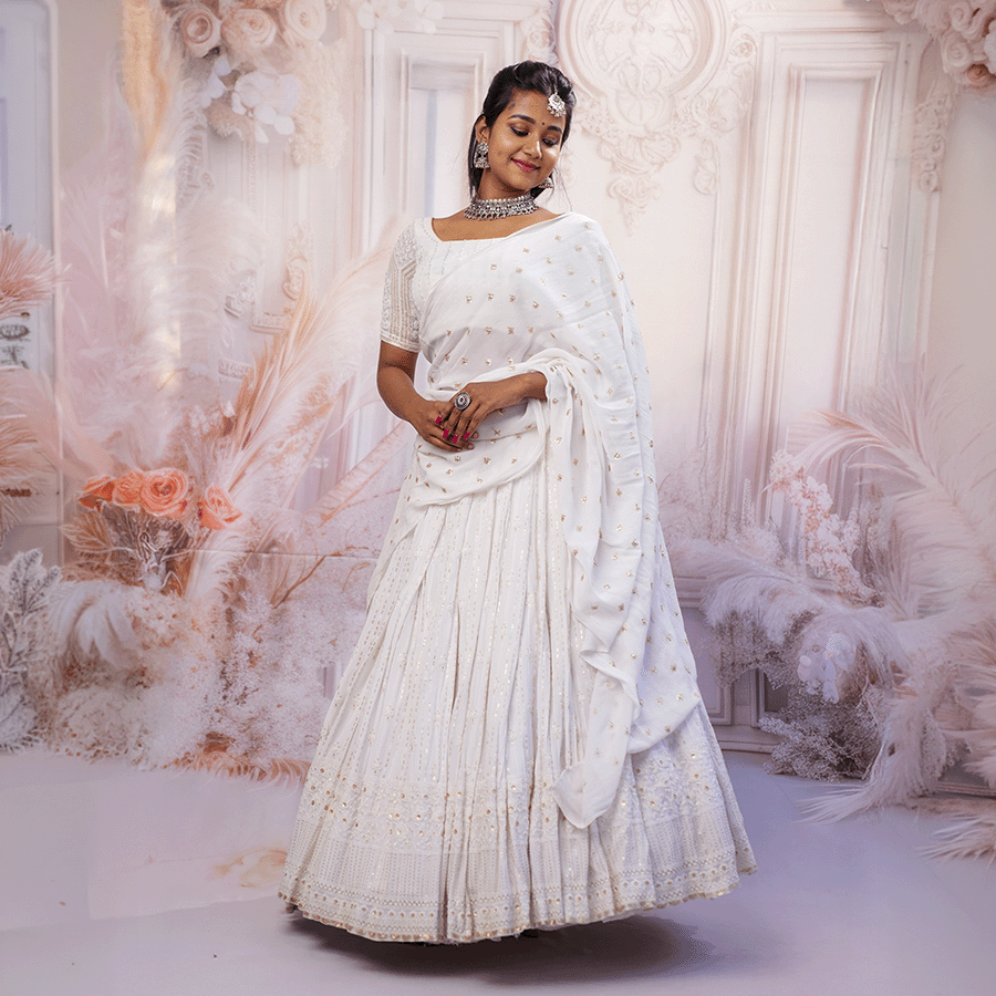 White Designer Lehenga