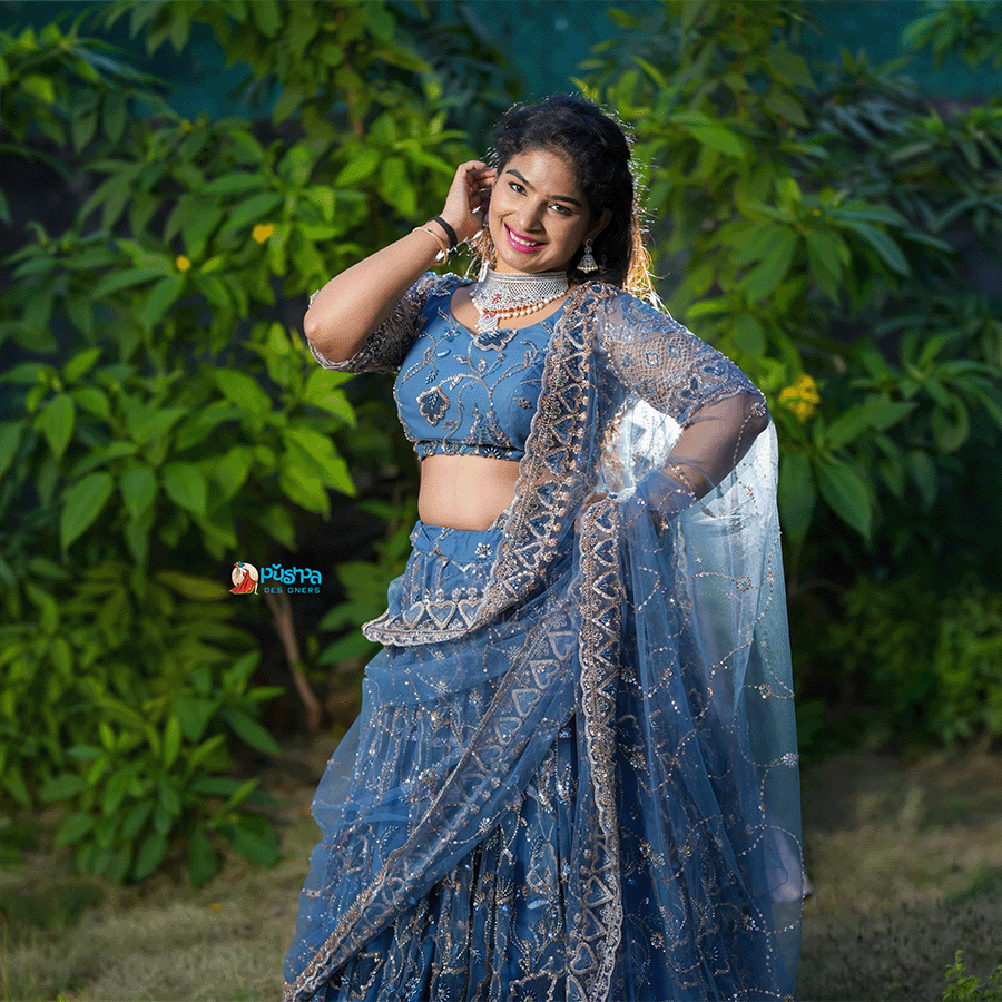 Blue Embroidered Designer Lehenga