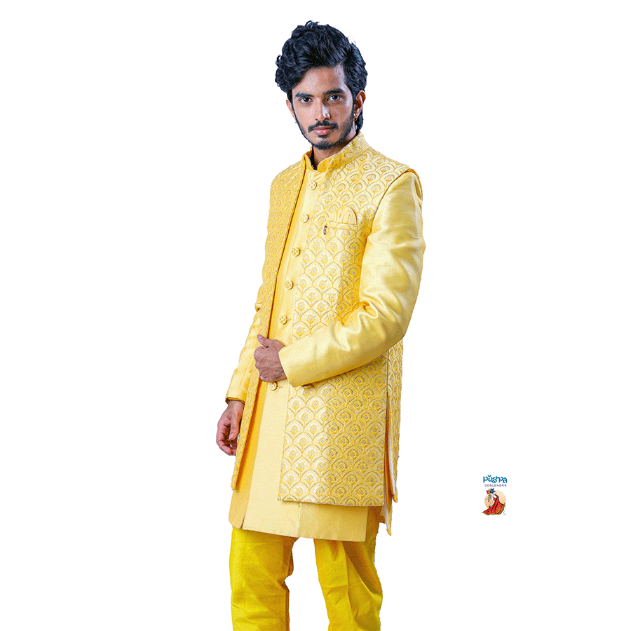 Yellow Indo-western Kurta - Image 2