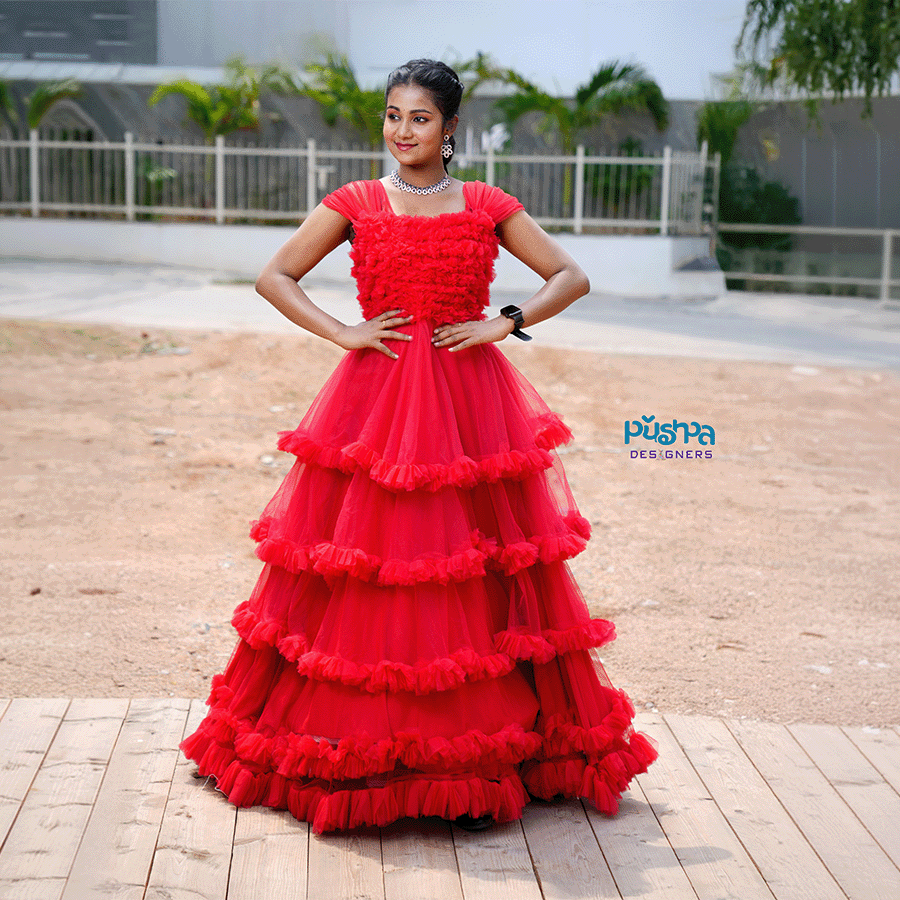 Red Frills Ball Gown - Image 2