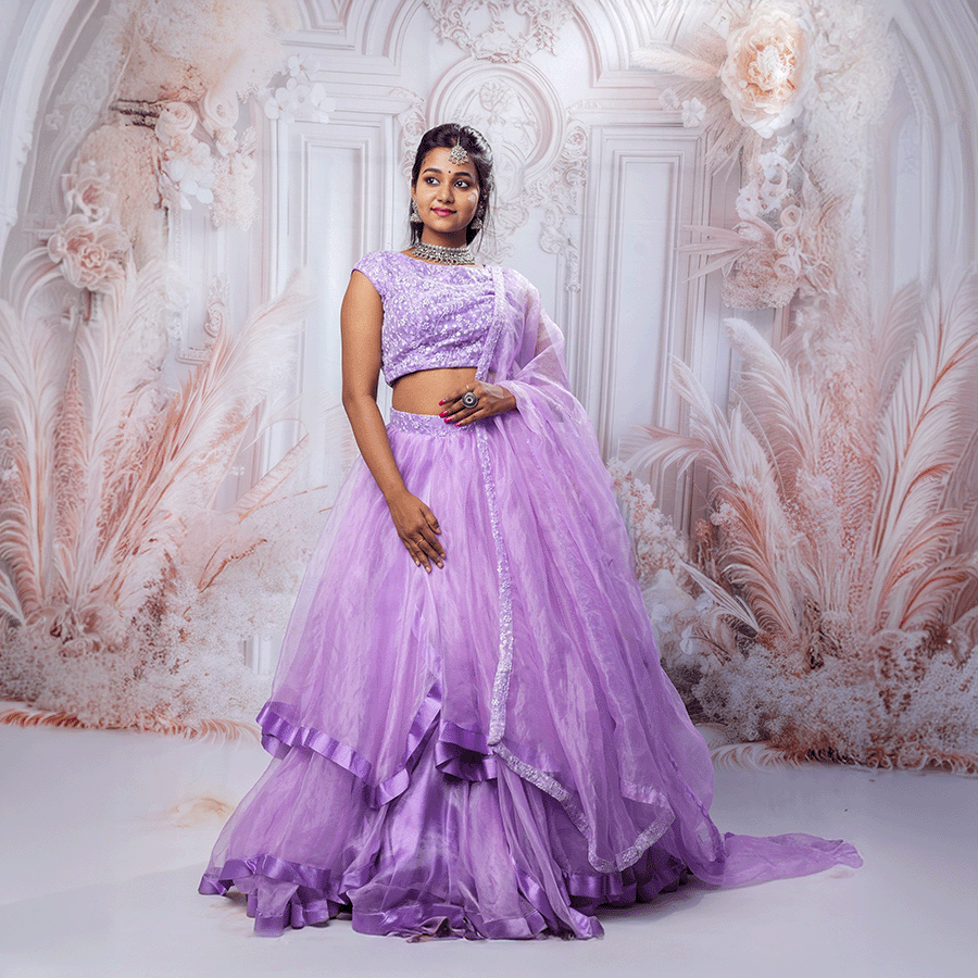 Purple Simple Plane Lehenga - Image 2
