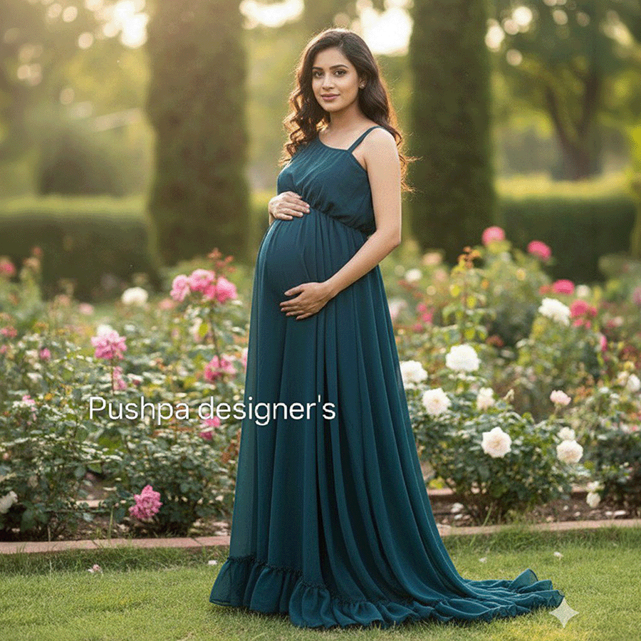 Bottle Green Maternity Gown