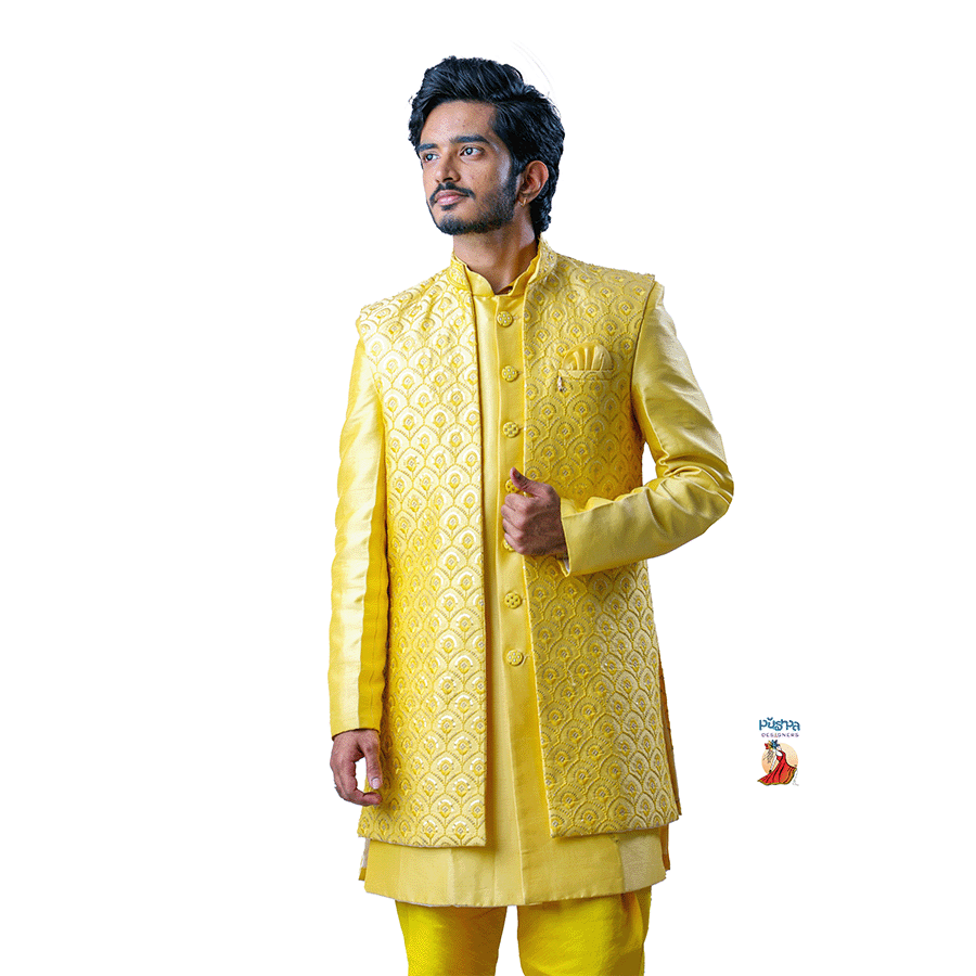 Yellow Indo-western Kurta
