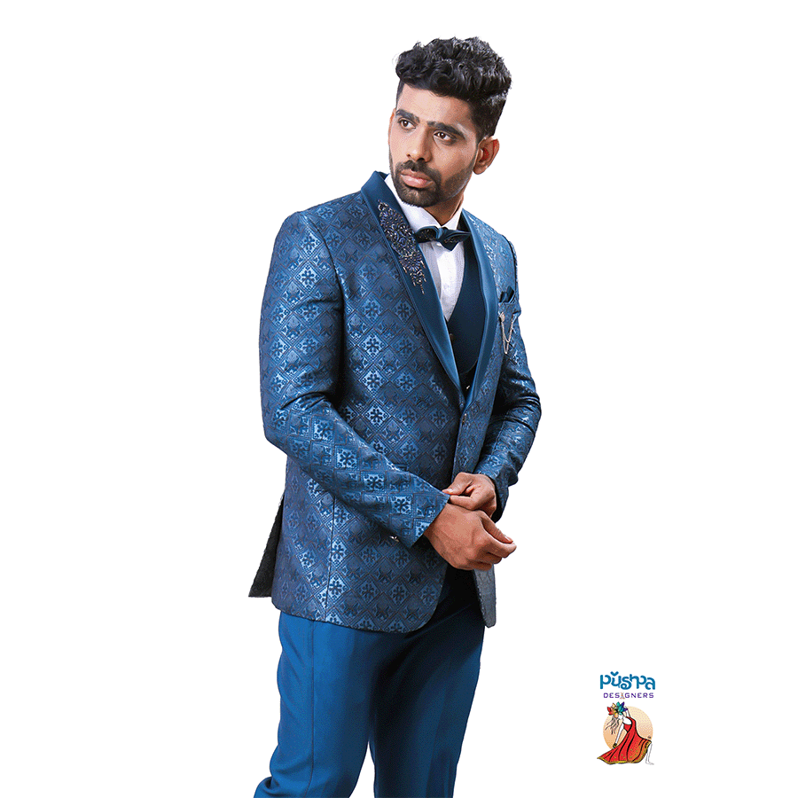 Peacock Blue Designer Suit - Image 2